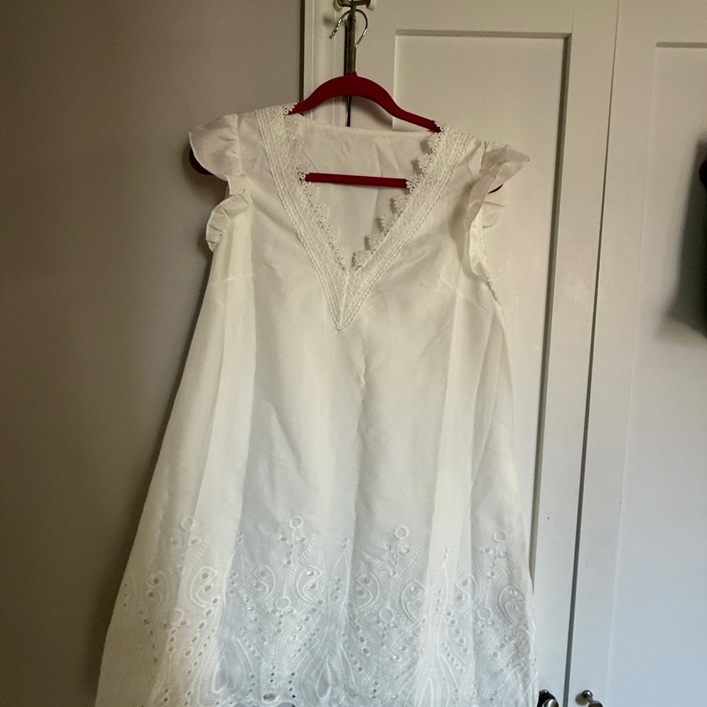 SHEIN White Maxi Dress with Lace Details
